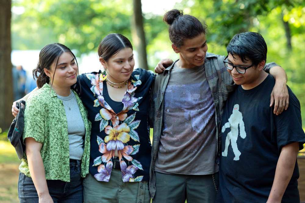 RESERVATION DOGS —“Dig”—Season 3, Episode 10  (Airs Wednesday, September 27th) Pictured: (l-r) Devery Jacobs as Elora Danan, Paulina Alexis as Willie Jack, D’Pharaoh Woon-A-Tai as Bear,  Lane Factor as Cheese. CR: Shane Brown/FX.