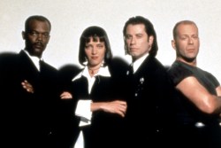 PULP FICTION, Samuel L. Jackson, Uma Thurman, John Travolta, Bruce Willis, 1994. (c)Miramax. Courtesy: Everett Collection