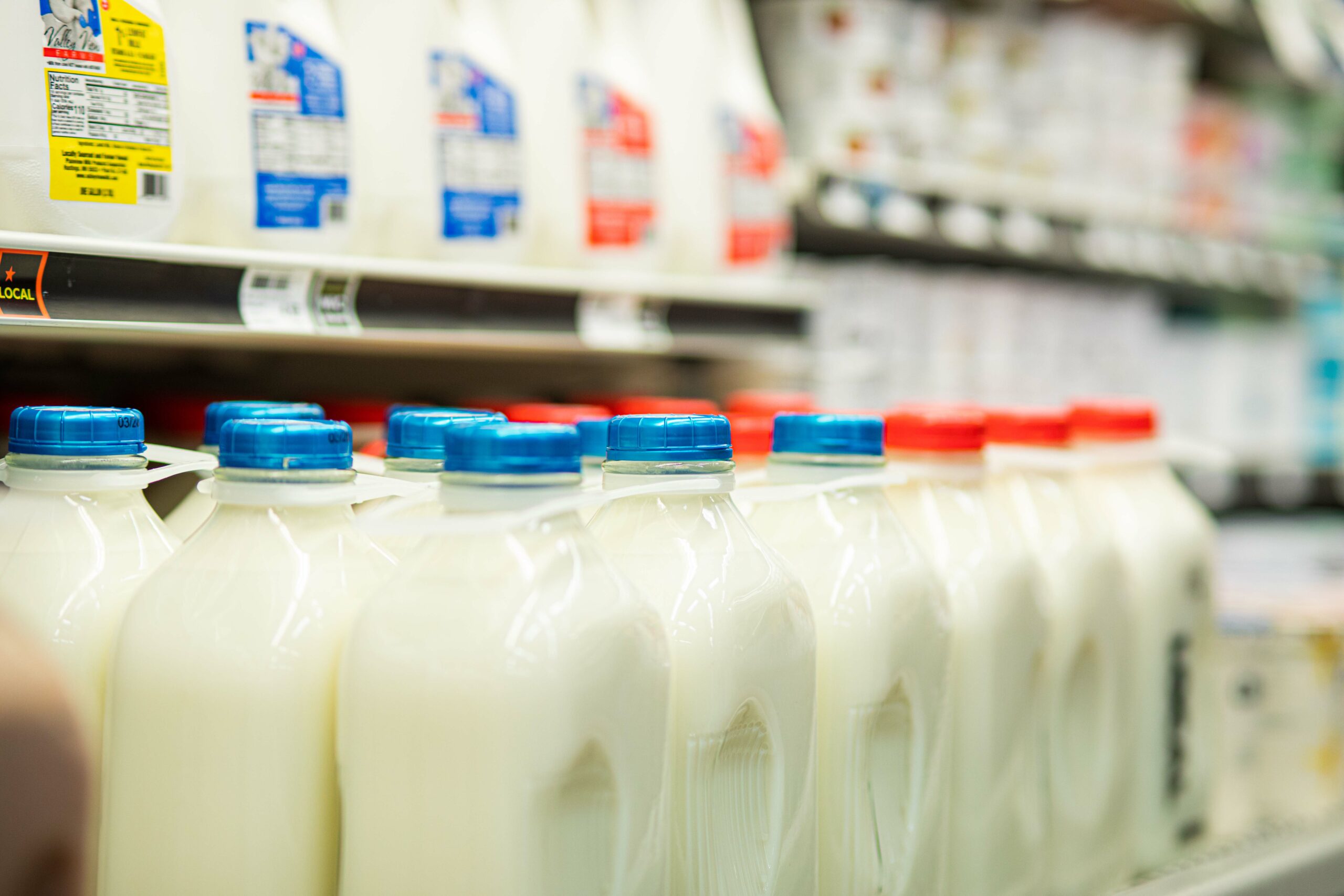 full milk jugs at a store