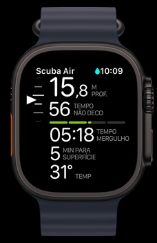 O app Oceanic+ em um Apple Watch Ultra 2.