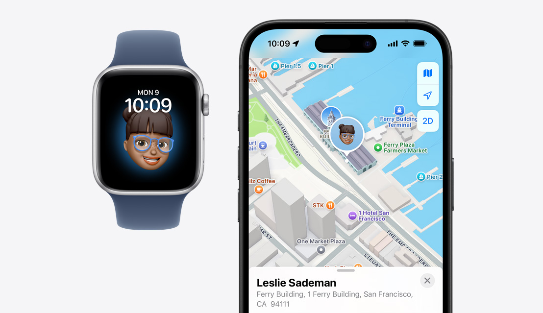 Eine Apple Watch SE mit dem Gesicht eines Kindes auf dem Display, daneben ein iPhone 16, das den Standort eines Kindes in der «Wo ist?» App zeigt.