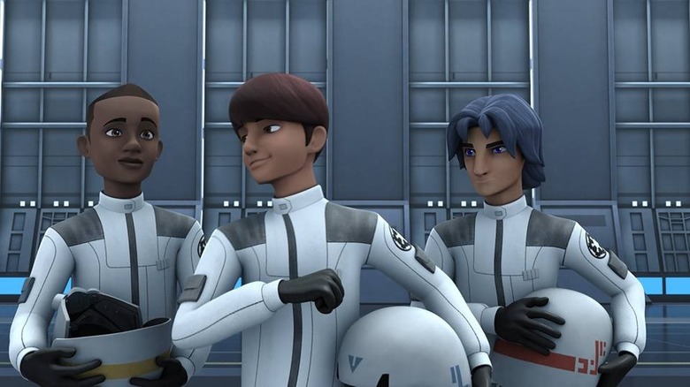 Star Wars Rebels' Zare Leonis, Jai Kell, and Ezra Bridger interacting