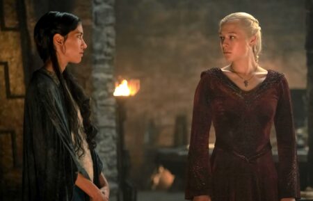 Sonoya Mizuno as Mysaria, Emma D'Arcy as Rhaenyra in 'House of the Dragon' Season 2