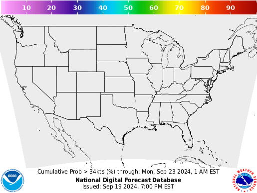 US 78 Hour Wind Speeds Greater Than 34 Knots Probability Forecast